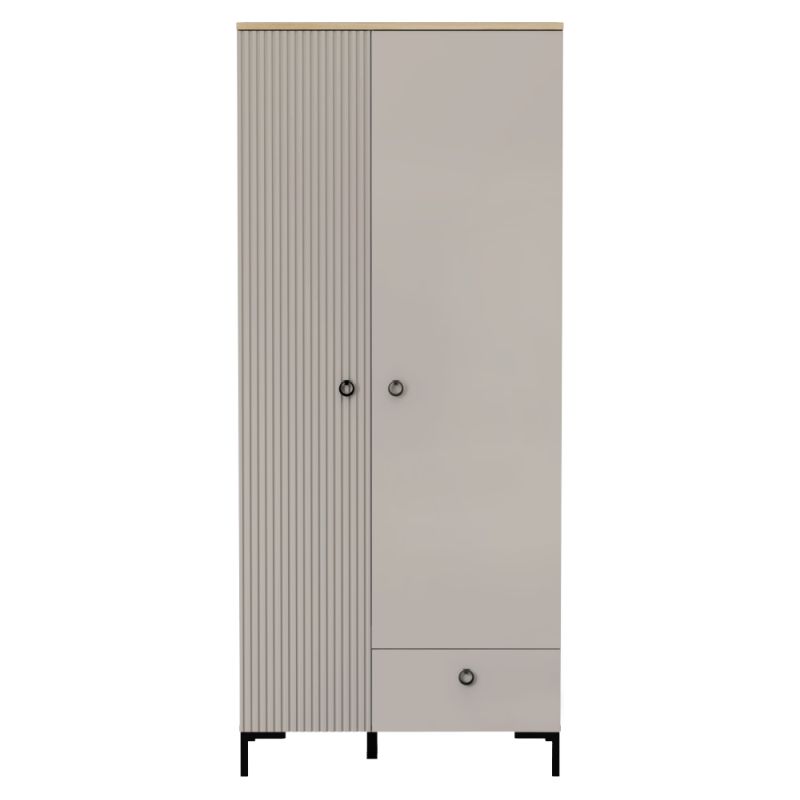 Skriňa, 86cm, kombinovaná, sivohnedá Taupe, dub silverjack, DOMCA 2D1S