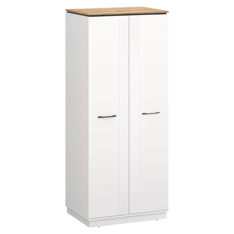 Skriňa, 85cm, vešiaková, biela, dub evoke, VELIS 2D