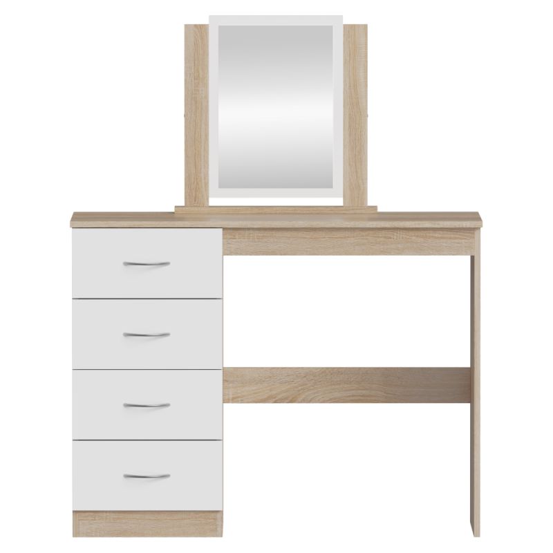 Toaletný stolík, 100cm, dub sonoma, biely, KLEVIS