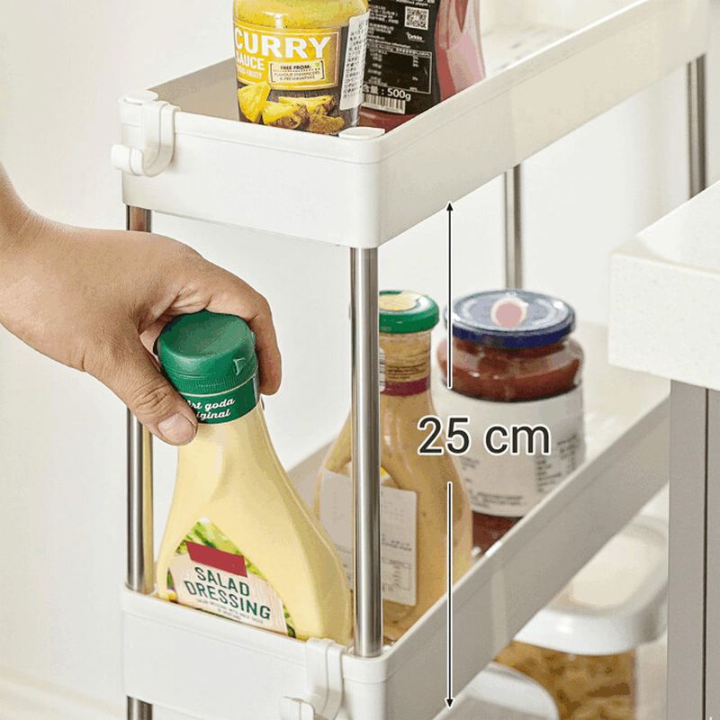 Pojazdný úložný vozík, 40cm, plast, biely, APV-E1008 WT