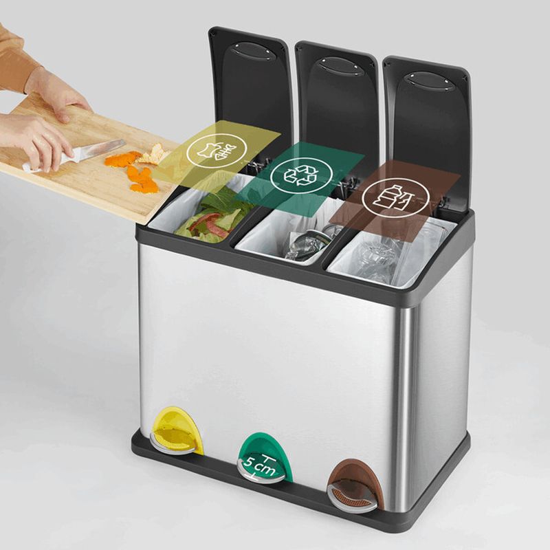 Kôš na odpadky, 47cm, plast, strieborný, AUK-E1124 CR