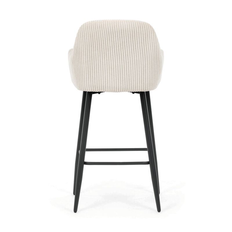 Barová stolička, béžová látka, nohy čierne, AUB-V4009 CRM6