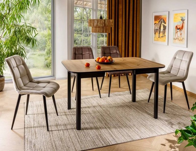 Jedálenská stolička, cappuccino látka, nohy kov čierny, Signal, CHIC VELVET