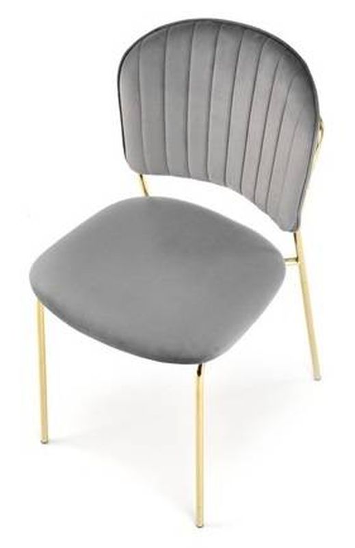 Jedálenská stolička, sivá látka, nohy gold chróm zlatý, K-499