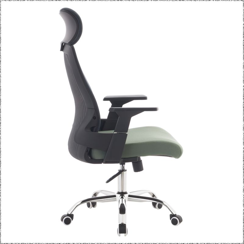 Kancelárske kreslo, zelená látka, tmavosivá sieťovina, chróm, HOLGER