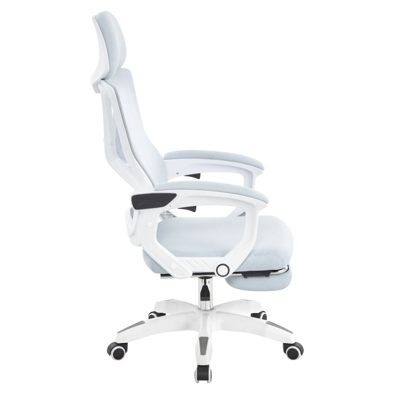 Kancelárske kreslo s podnožkou, svetlosivá sieťovina, biela, MALVIN