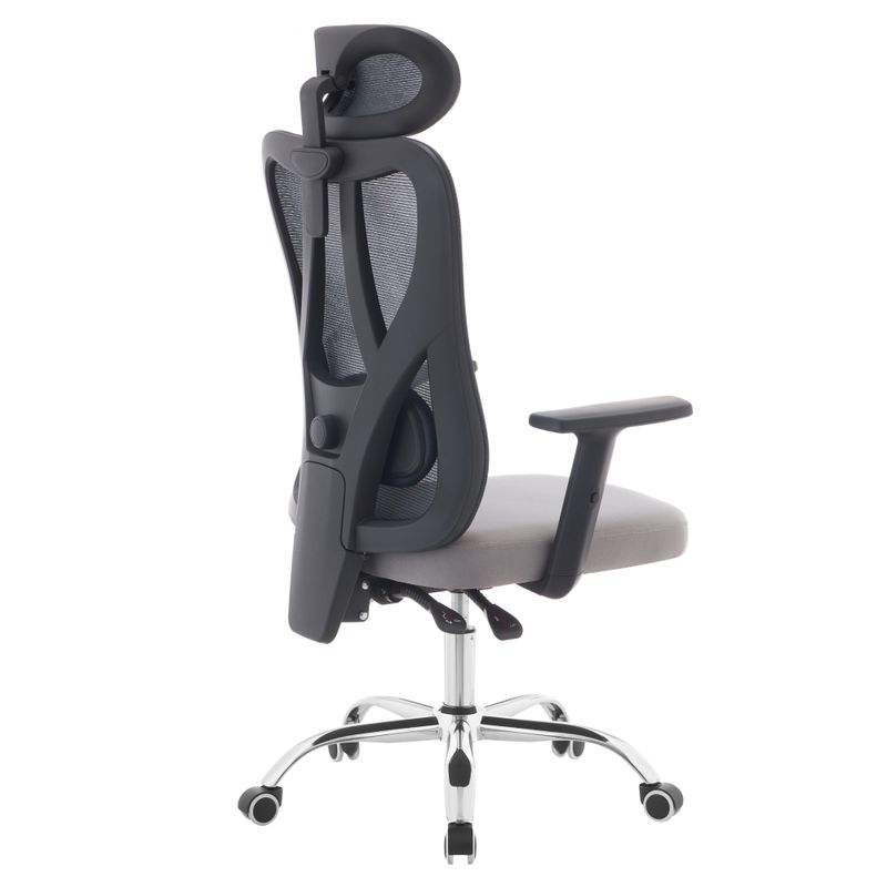 Kancelárske kreslo, svetlosivá látka, tmavosivá sieťovina, chróm, ADEMIR