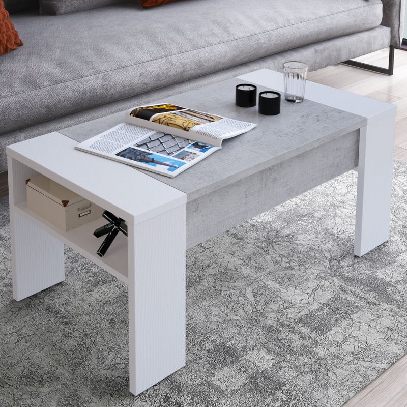 Konferenčný stolík, 98x50cm, biely, betón, PULA