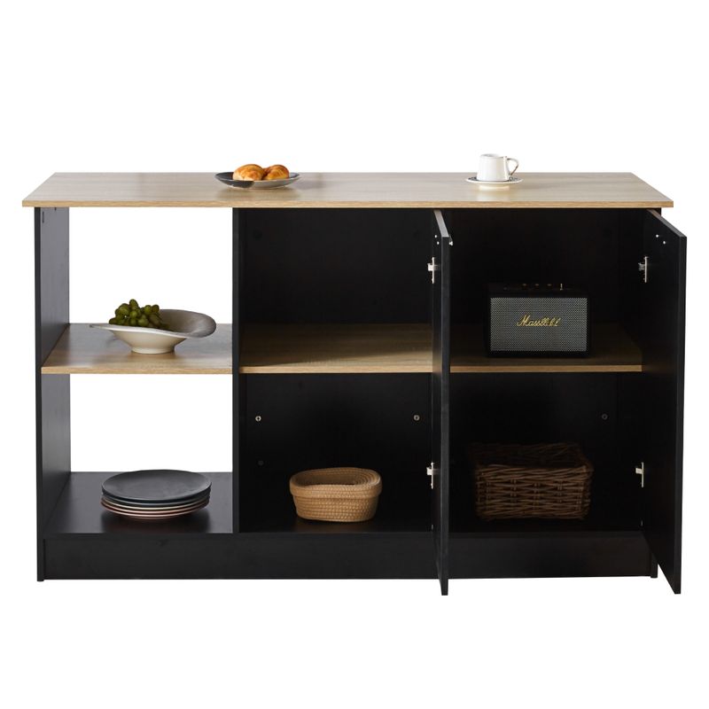 Kuchynský ostrovček, 150x60 cm, dub, čierny, POMPEJ