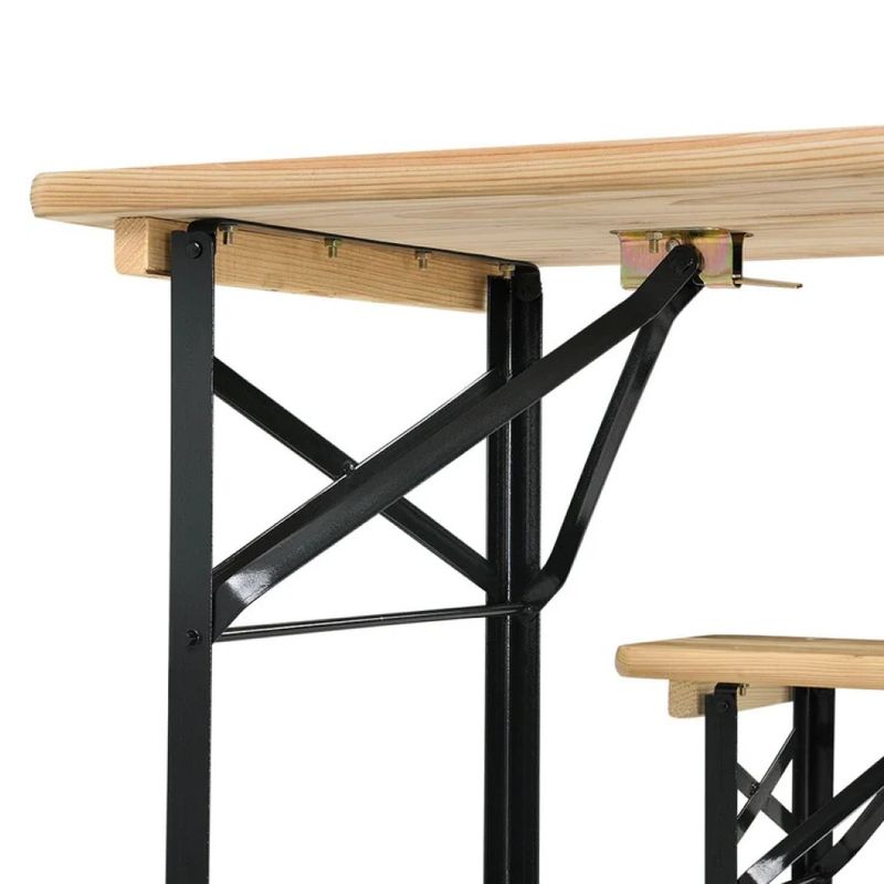 Pivný set 1+2, drevo prírodné, kov čierny, LORIS