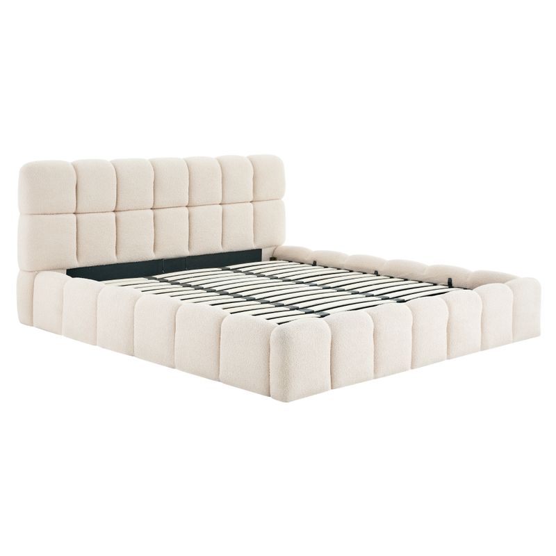 Manželská posteľ, 180x200, s roštom, béžová látka, SORELA