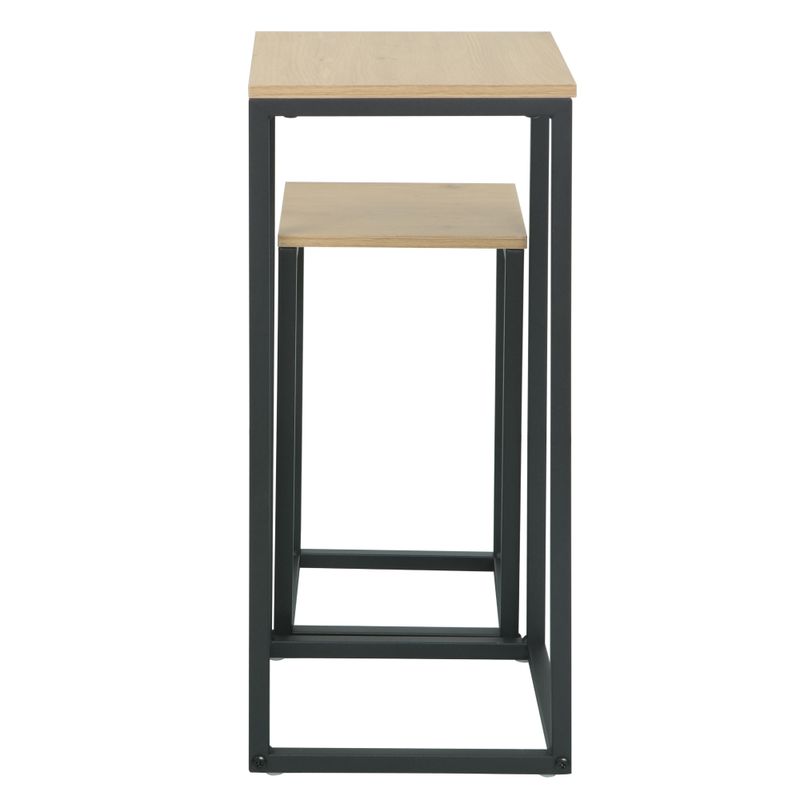 Príručné stolíky, 26x26cm, set 2 ks, dub, čierne, TOLSOS