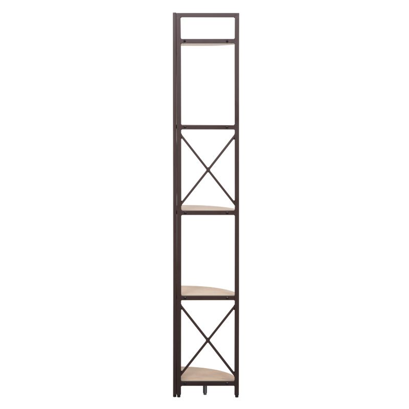 Rohový regál s policami, 30cm, dub, čierny, PASOKO