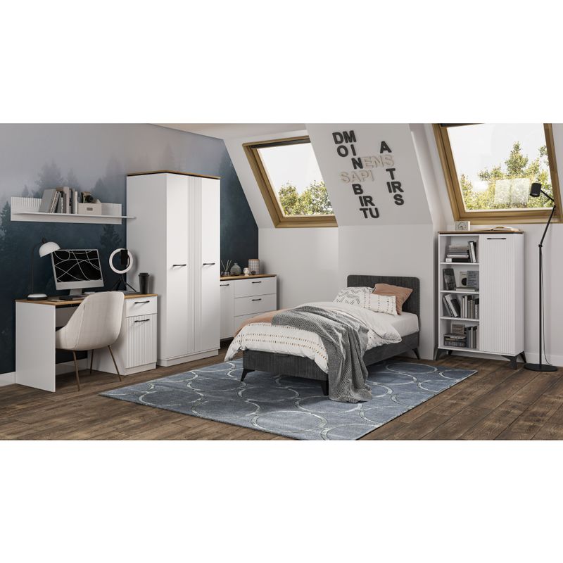 Vešiaková stena 81cm, biela, dub evoke, VELIS