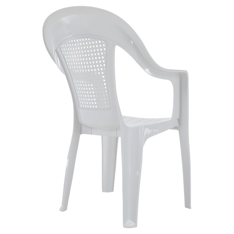 Záhradné stohovateľné kreslo, biely plast, MEDRO