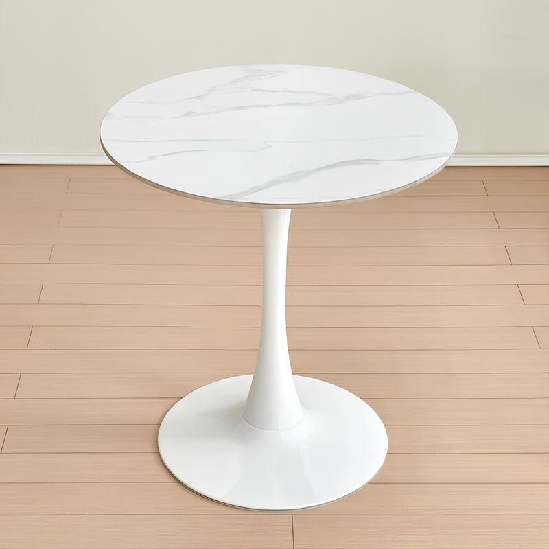 Jedálenský stôl, okrúhly 80cm, svetlý mramor, biely kov, LORIAN
