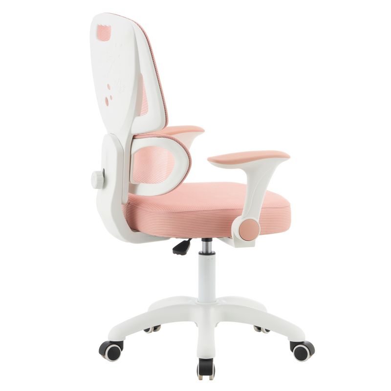 Otočná stolička, ružová sieťovina, biely plast, LISTER