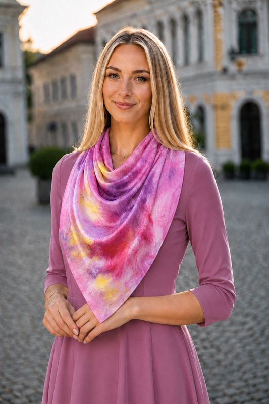 Luxusná hodvábna šatka LIMITED_304 v žiarivých farbách