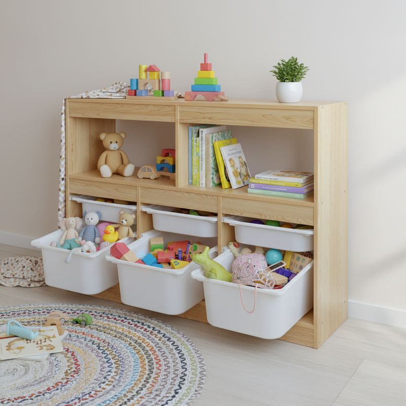 Organizér s úložnými boxami, 120cm, dub, biely, TRIVIX