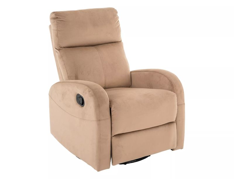 Relaxačné, otočné kreslo, béžová látka, OLIMP VELVET