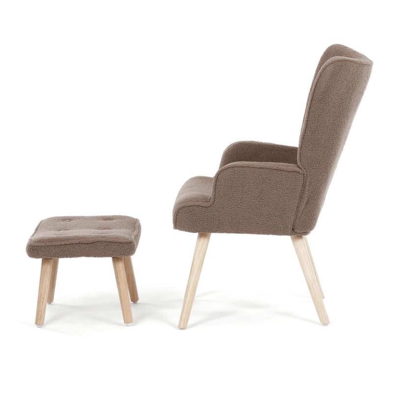Relaxačné kreslo, ušiak, hnedá látka bouclé, AK-319 BR2