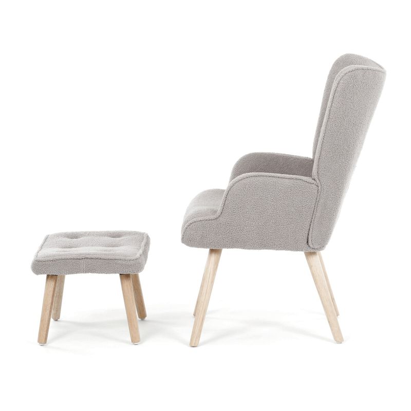 Relaxačné kreslo, ušiak, sivá látka bouclé, AK-319 GREY2