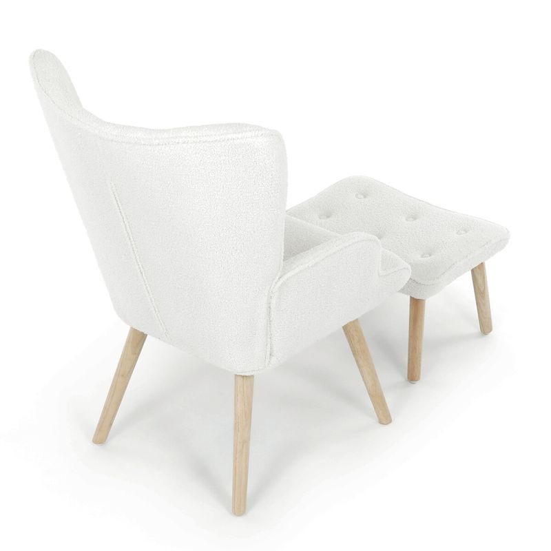 Relaxačné kreslo, ušiak, biela látka bouclé, AK-319 WT2