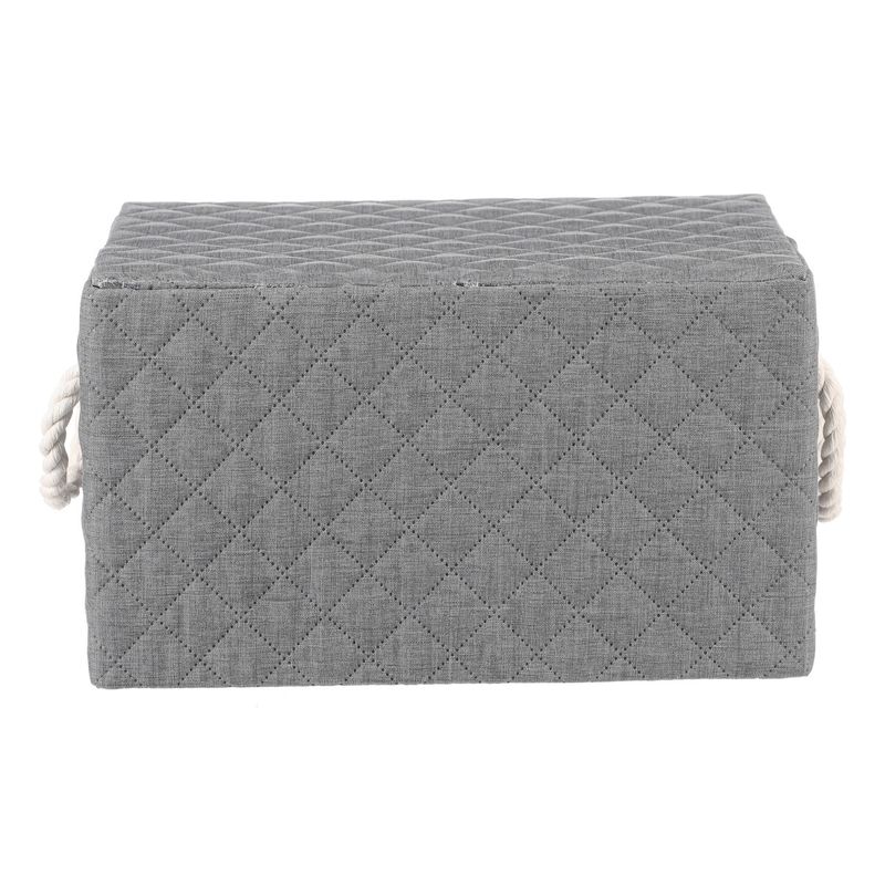 Kôš látkový, krabica s uchami a vekom, nízky, sivý, DT3003 GREY