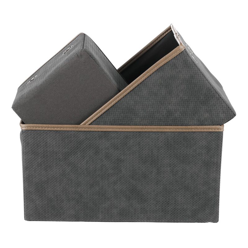 Kôš látkový, skladací, sivý, sada 3 ks, DT3006 GREY