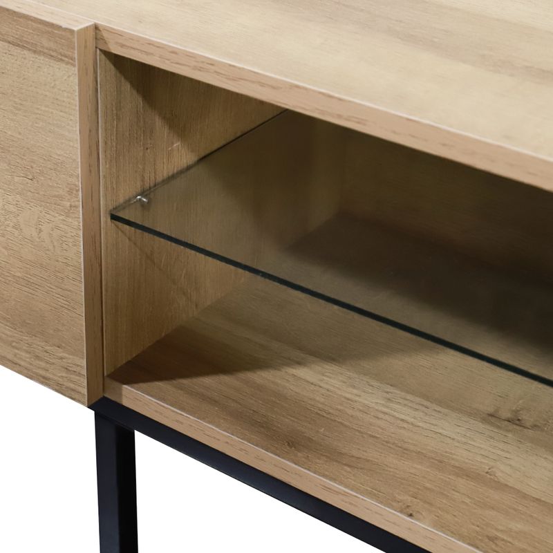 TV stolík, 175cm, dub, čierny, BASTIEN