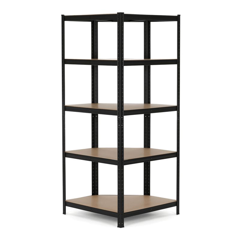 Rohový regál, 75cm, kov, čierny, AUR-G2075 BK