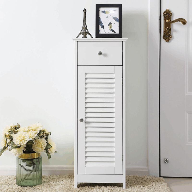 Kúpeľňová skrinka, 32cm, MDF, biela, AUK-E1143 WT