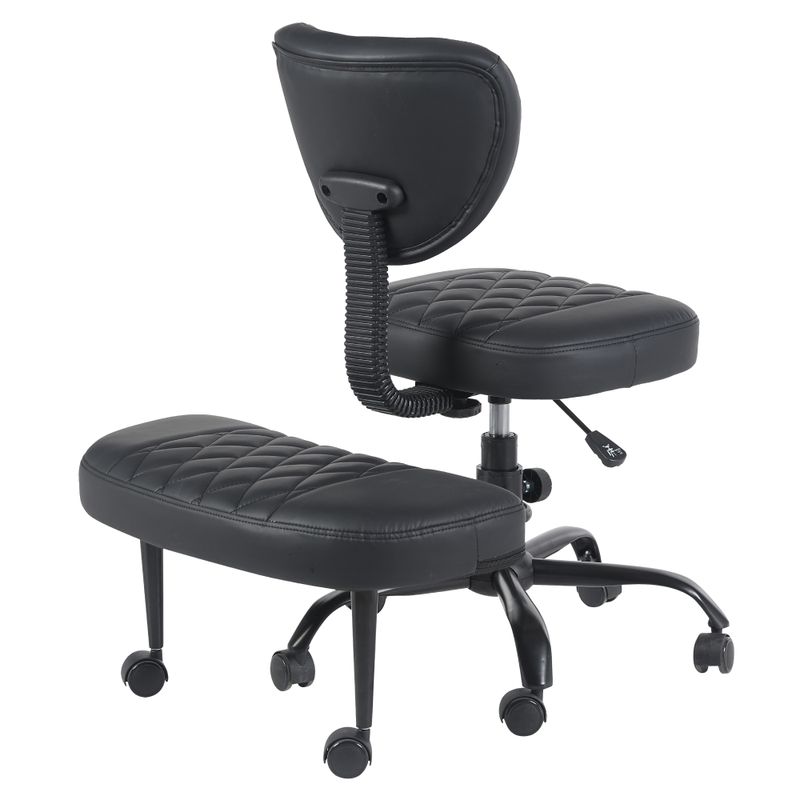 Ergonomická kľakačka, 44cm, čierna ekokoža, čierny kov, SAMER