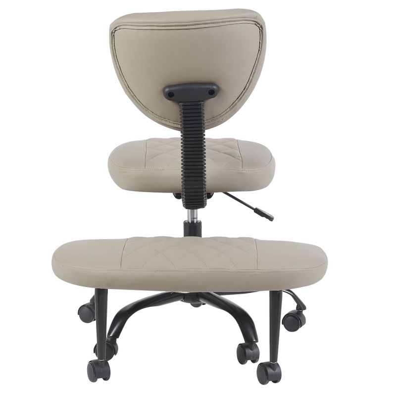 Ergonomická kľakačka, 44cm, sivohnedá Taupe ekokoža, čierny kov, SAMER