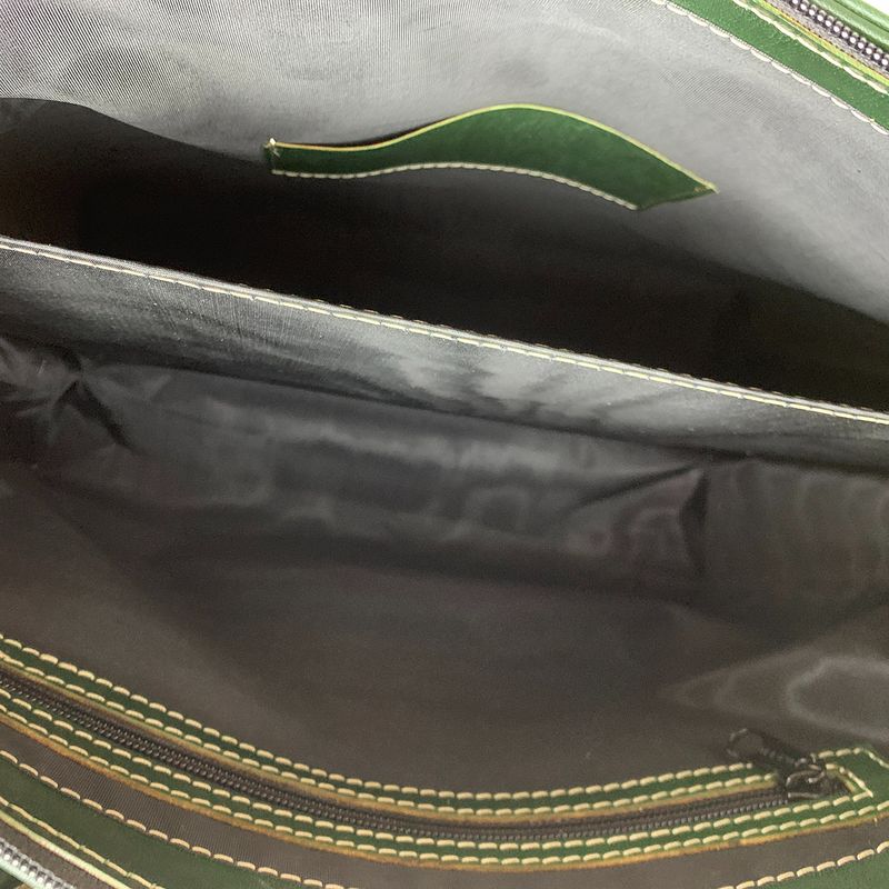 Kožená dámska kabelka SHOPPER ručne tamponovaná a tieňovaná v zelenej farbe