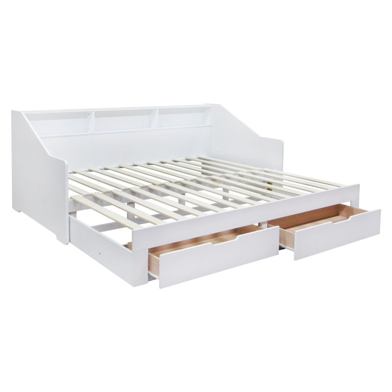 Rozkladacia posteľ s úložným priestorom, 90-180x200, biela, MONETA