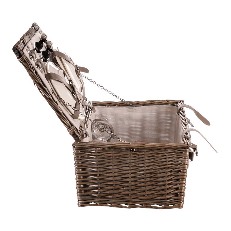 Kôš piknikový s vybavením, 4 osoby, prútený, farba sivá, PRN2019 GREY
