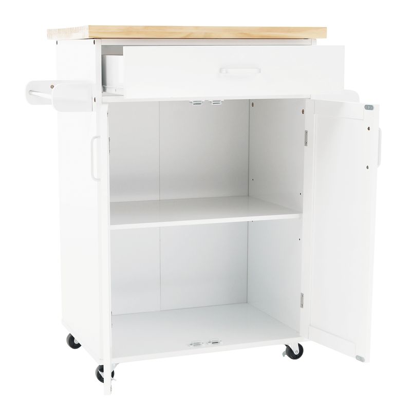 Servírovací vozík, 86cm, biely, prírodný, JOSELYN