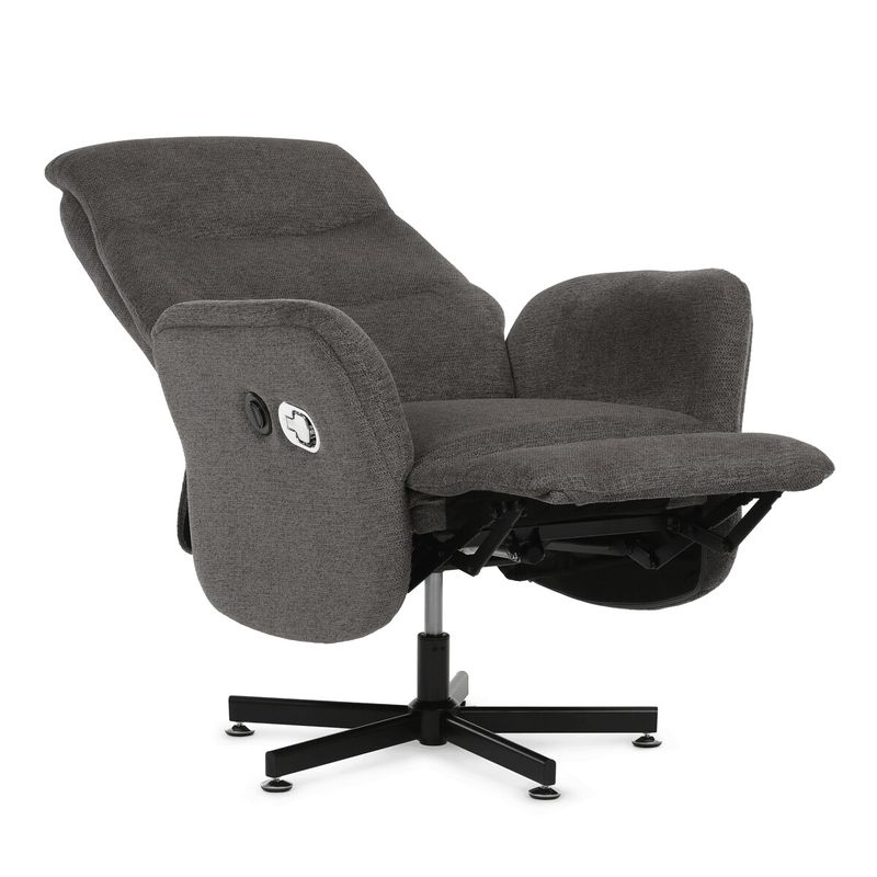 Polohovacie kreslo, elektrické zabudované ovládanie, sivá látka, TV-C5479 GREY2