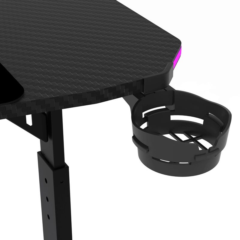 Pevný herný stôl 120x60cm, RGB LED, nastaviteľná výška, melamín, carbon, LT-H1212 BK