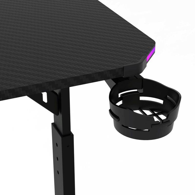 Pevný herný stôl 160x60cm, RGB LED, nastaviteľná výška, melamín, carbon, LT-H1216 BK