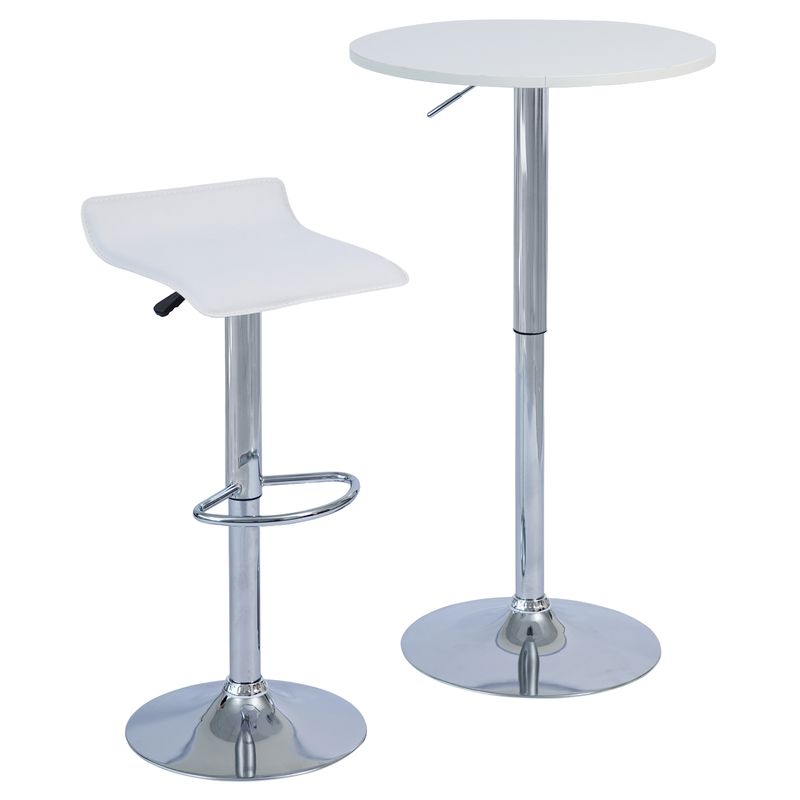 Barový stôl, 60cm, nastaviteľný, biely, chróm, BRANY 3 NEW