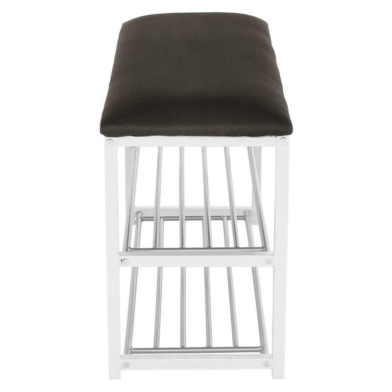 Lavica s botníkom, 81cm, sivá, biela, LANGELLA NEW