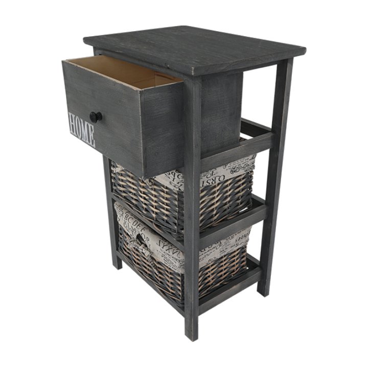 Komoda, 40cm, 2 košíky, 1 zásuvka, tmavo hnedá, DARKIE 2