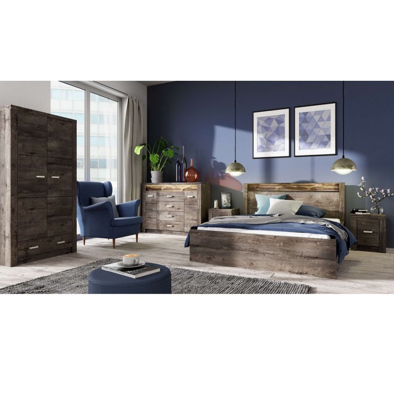 Komoda, 137cm, kombinovaná, jaseň tmavý, INFINITY 08