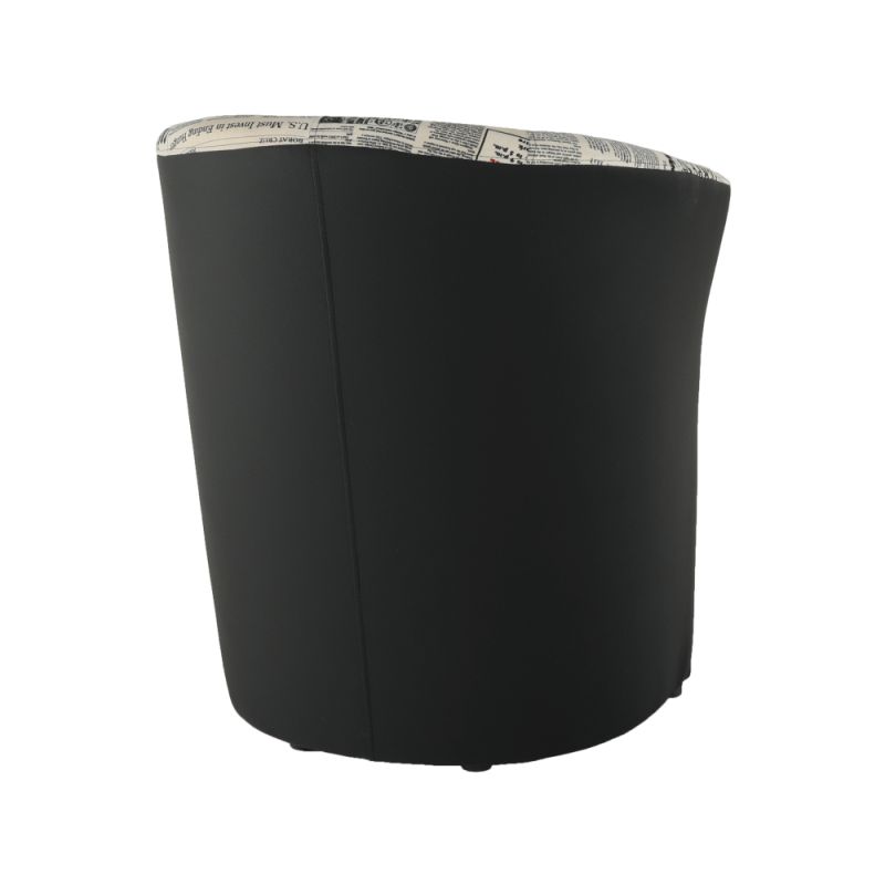 Kreslo klubové, D-8 čierna ekokoža, vzor noviny látka, CUBA