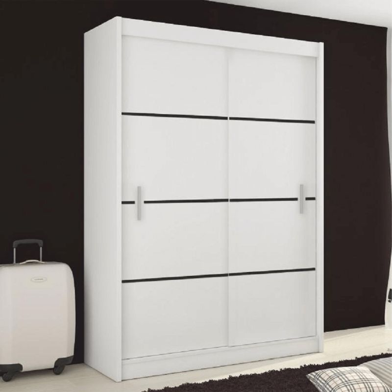 Skriňa, 150cm, kombinovaná, biela, čierna, MERINA 150