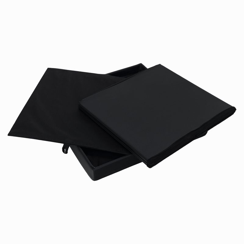 Skladací taburet, 40cm, ekokoža čierna, TELA NEW