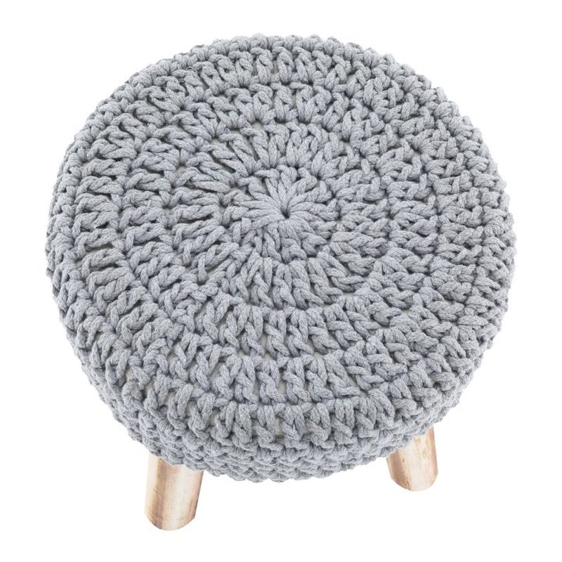 Taburet, 33cm, sivá vlna, drevo prírodné, NAIDA