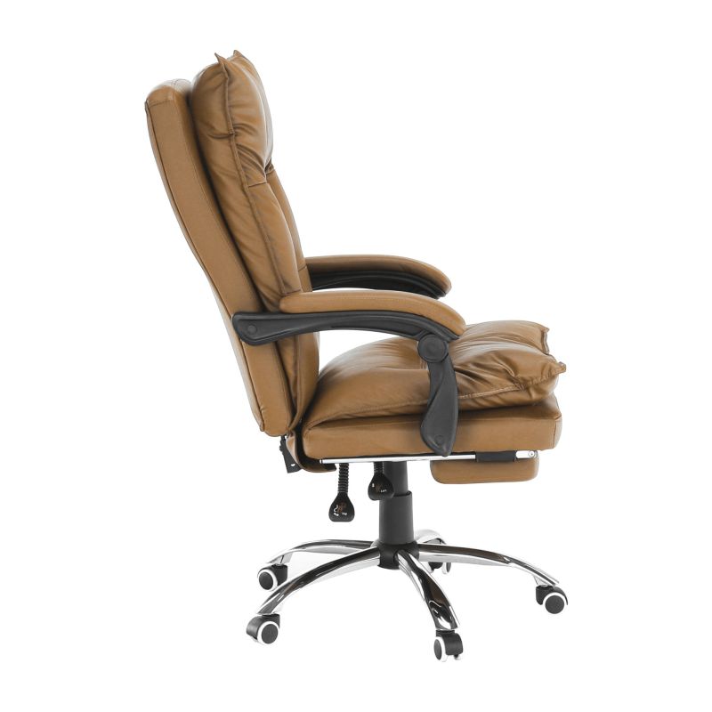 Kancelárske kreslo s podnožou, hnedá ekokoža, DRAKE